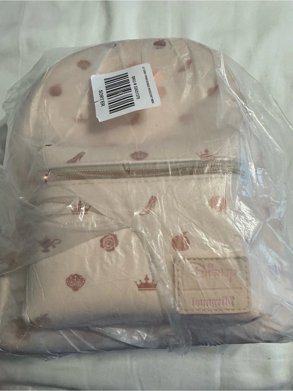 Disney x Loungefly Cream, Light Pink, Gold Princess Icon  Mini Backpack